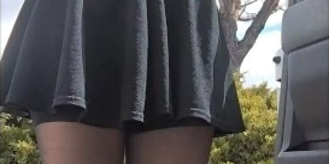 amateur,exhibitionist,flashing,panties,petite,public,pussy,red,redhead,shaved pussy,solo,upskirt