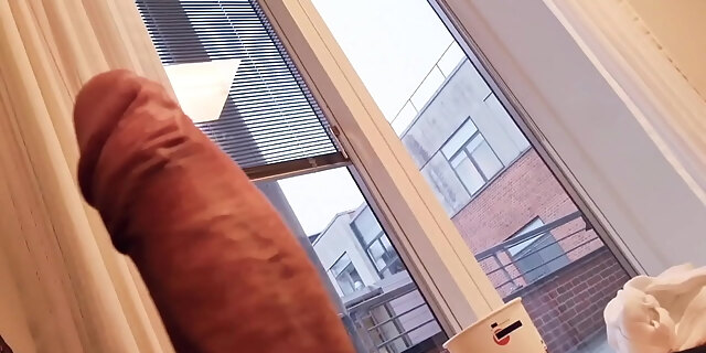 big cock,caught,flashing,handjob,public