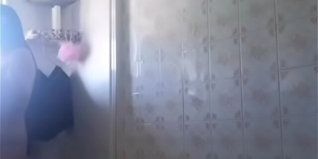 brunette,latina,shower